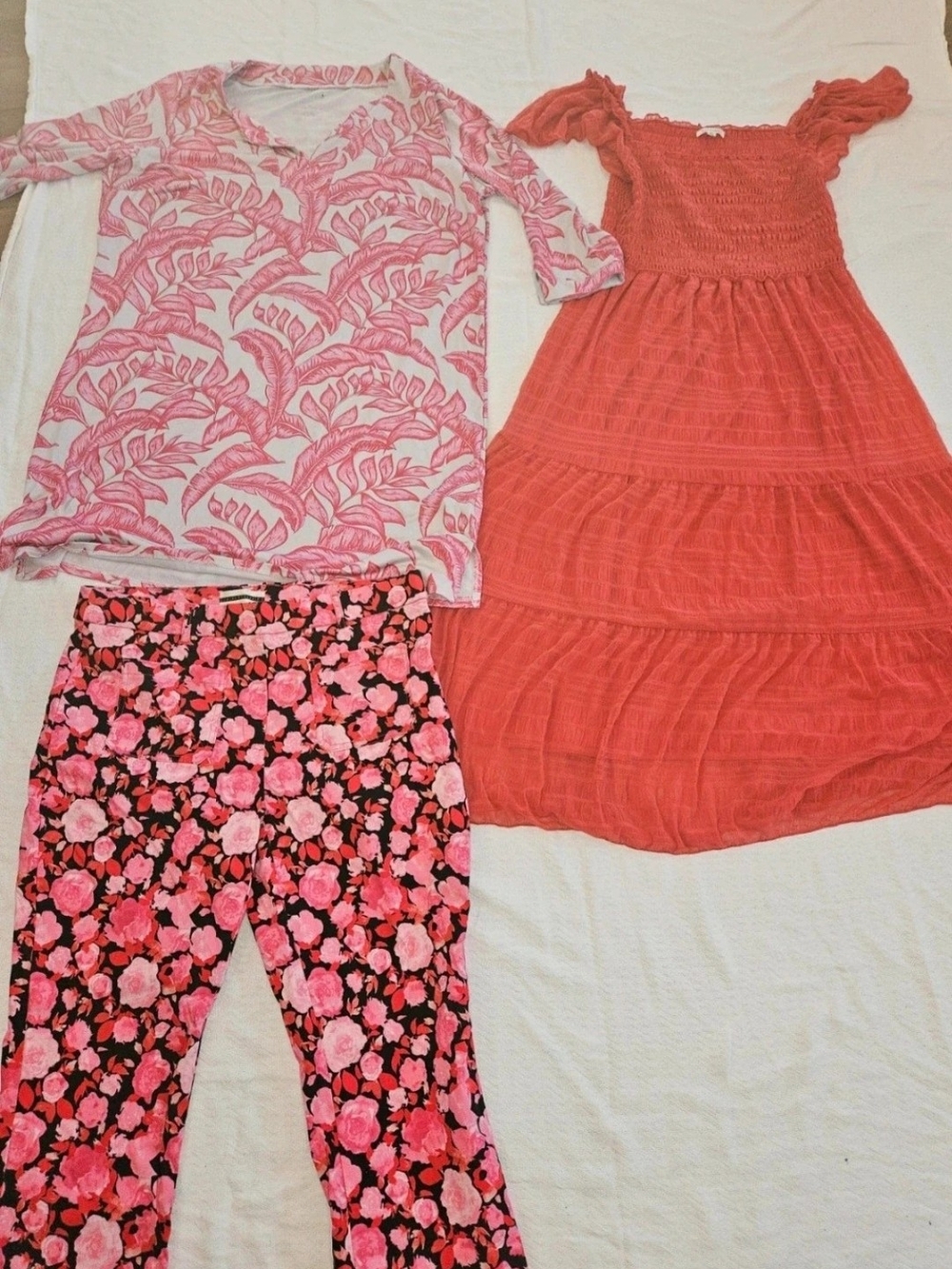 Coral Smocked Maxi Dress - Bright Coral 3 Pcs. XL